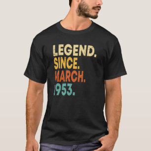 Camiseta Vintage de 70 anos março de 1953 70 Aniversário