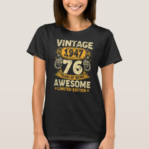 Camiseta Vintage de 76 anos 1947 presente 76 Homens de aniv