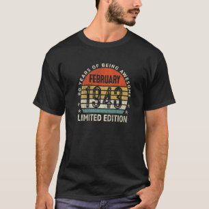 Camiseta Vintage de 80 anos Fevereiro de 1943 80 Aniversári