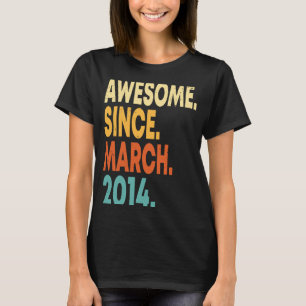 Camiseta Vintage de 9 anos março de 2014 9º Aniversário