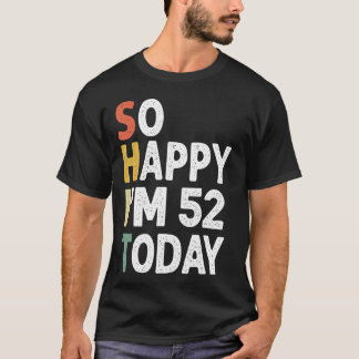 Camiseta Vintage De Aniversário De 53 Anos Tão Feliz Im 53