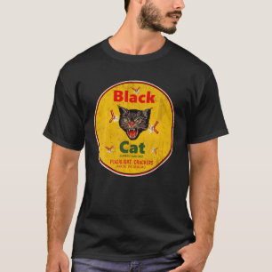 Camiseta Vintage de Firecrackers de Gato Preto Retro
