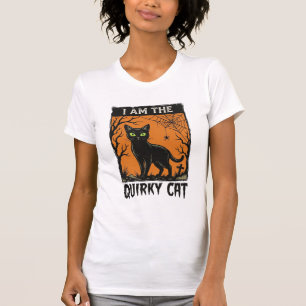 Camiseta Vintage de Gravura de Gato Excêntrico de