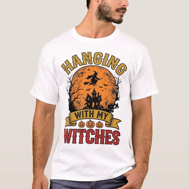 Camiseta Vintage de Halloween com Minhas Bruxas De (Frente)