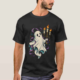Camiseta Vintage de Halloween - Fantasma com Velas