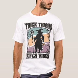Camiseta Vintage de Halloween Thick Thighs Witch V