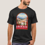 Camiseta Vintage de Viagem de Espanha de Granada<br><div class="desc">Granada retro vetor viagem design. Granada é uma cidade na região Andaluzia,  do sul da Espanha,  nos sopés das montanhas de Sierra Nevada.</div>