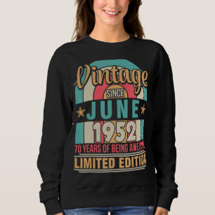 Camiseta Vintage Desde Junho De 1952, Aniversário De 70 Ano