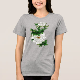 Camiseta Vintage - Desenho Japonês de Large White Peony