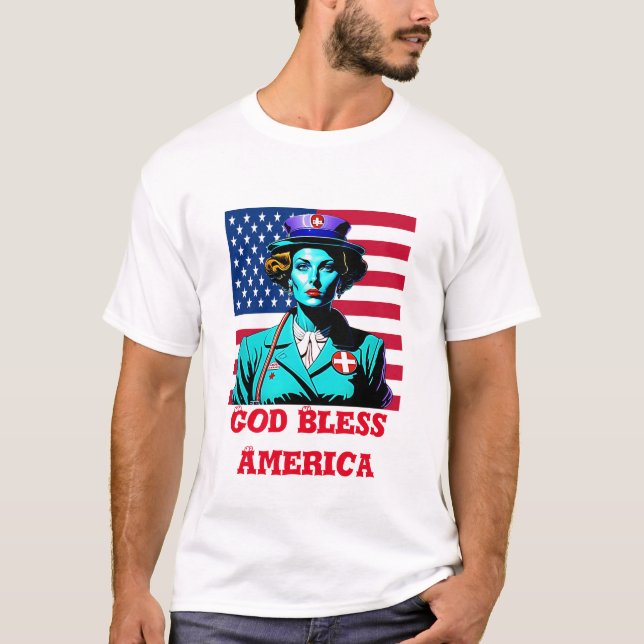 Camiseta Vintage Deus abençoe America (Frente)
