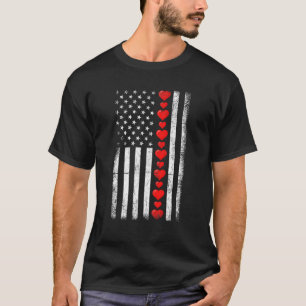 Camiseta Vintage Dia de os namorados American Flag Hearny