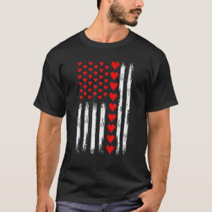 Camiseta Vintage Dia de os namorados American Flag Hearts M