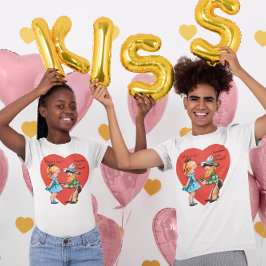 Camiseta Vintage, Dia de os namorados bonito, garota com va