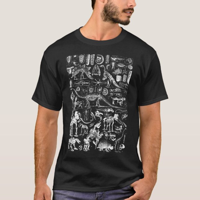 Camiseta Vintage Dinossaur Fossils T-Rex Paleontology (Frente)