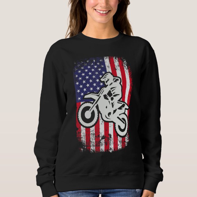 Camiseta Vintage Dirt Bike Motocross American Flag Motocros (Frente)