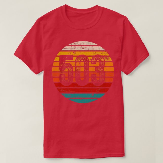 Camiseta Vintage Distressa Sunset 503 Area Code (Frente do Design)