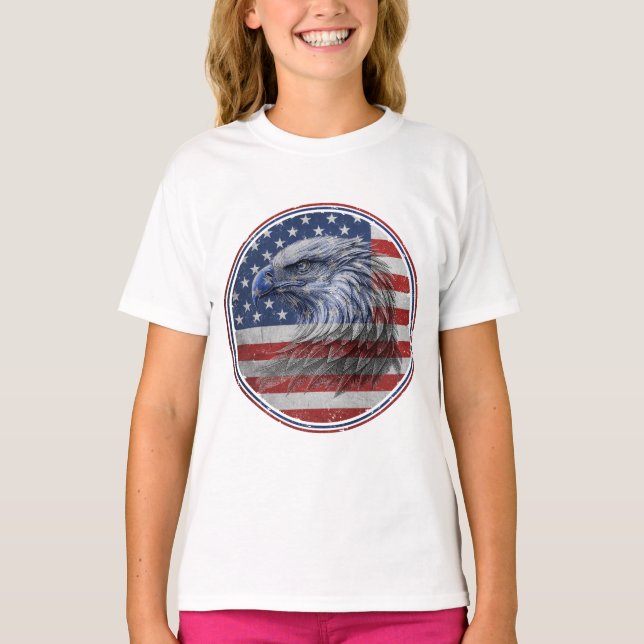 Camiseta Vintage Distressed American Flag Eagle  (Frente)