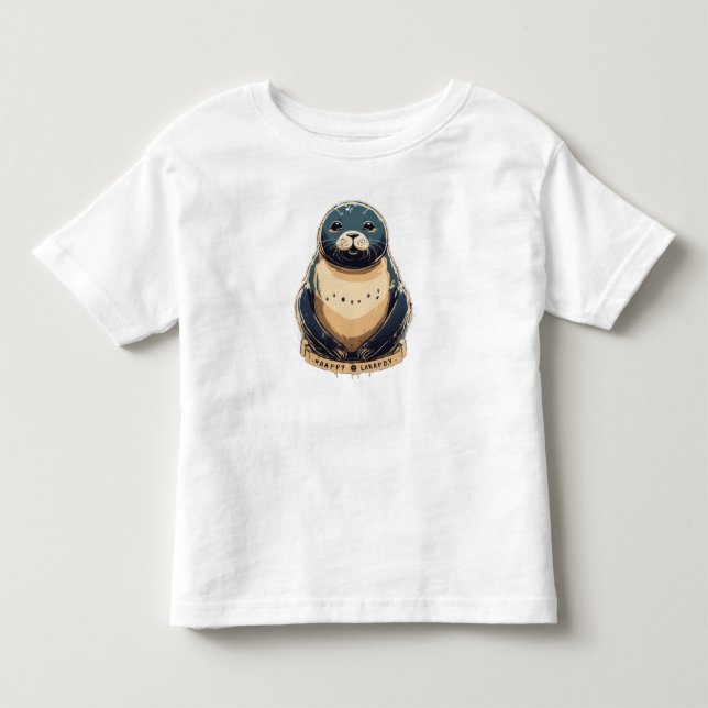 Camiseta Vintage Distressed Happy Seal (Frente)