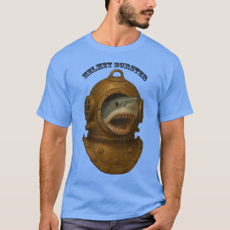 Camiseta Vintage Diving Helmet with a Shark Coming Out URM