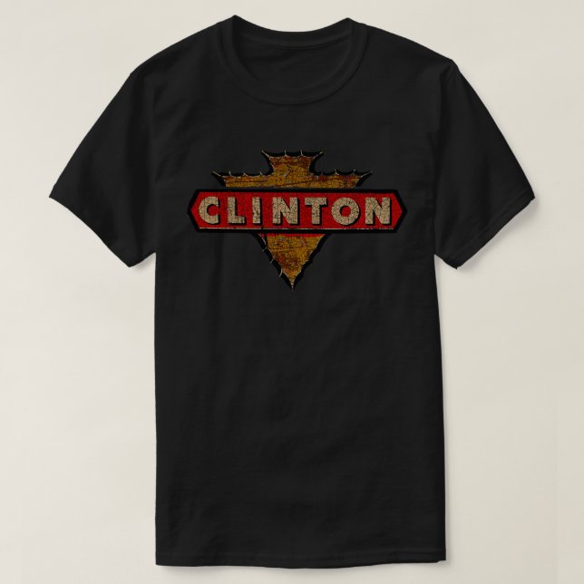 Camiseta Vintage do Clinton Small Engine aflita (Frente do Design)