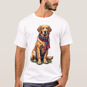 Camiseta Vintage do Retriever Dourado Patriótico d