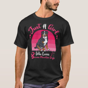 Camiseta Vintage Dog Apenas Uma Menina Que Ama Bernese Moun