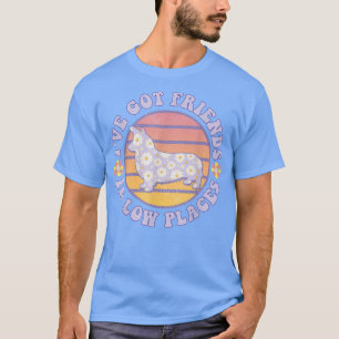 Camiseta Vintage Dog Corgi Mãe Eu Tenho Amigos Em Baixo Lug