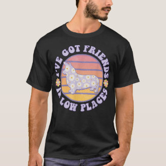 Camiseta Vintage Dog Corgi Mãe Eu Tenho Amigos Em Baixo Lug