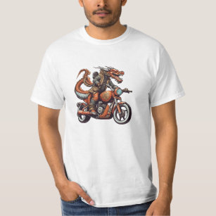 Camiseta Vintage Dragon dirigindo uma moto