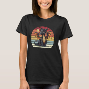 Camiseta Vintage Dragon e Lua Fantasia Medieval Graphic T