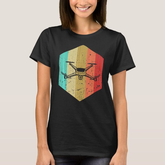 Camiseta Vintage Drone Pilot Retro Drone Flying Quadcopter (Frente)