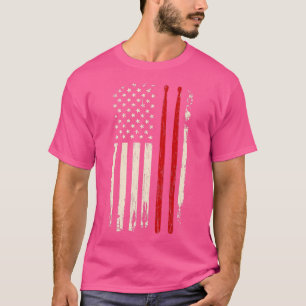 Camiseta Vintage Drum Fixa Bandeira Americana Drummer Gi