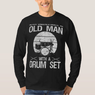 Camiseta Vintage Drummer Para Mulheres Homens Drum Conjunto
