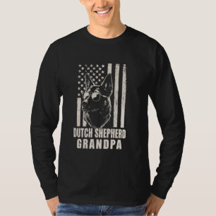 Camiseta Vintage Dutch Shepherd Grandpa American Flag Dog F