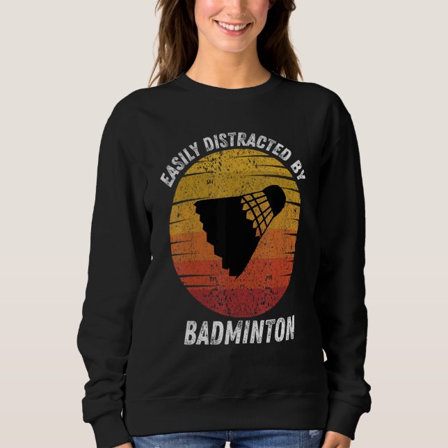 Camiseta Vintage Easily Distracted By Badminton Retro Badmi (Frente)