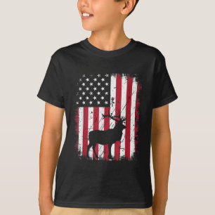 Camiseta Vintage Elk USA American Flag 4° Julho Patrioti