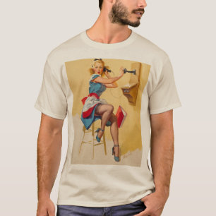 Camiseta Vintage Elvgren Telephone Pin-up Girl Retro