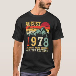 Camiseta Vintage Em Agosto De 1978, 44 Anos Sendo Incrível 