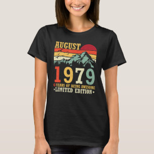 Camiseta Vintage Em Agosto De 1979, 43 Anos Sendo Incrível 