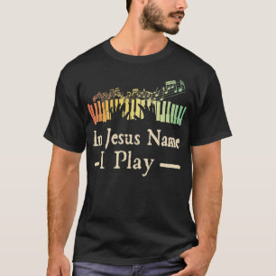 Camiseta Vintage em nome de Jesus Eu toco piano no keybo cr