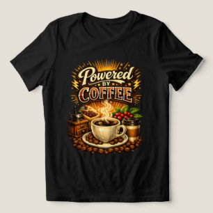 Camiseta Vintage Energizado por Café – Desenho Retro para A