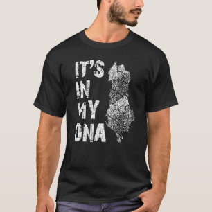 Camiseta Vintage Está No Meu DNA Mapa da Albânia Thumbprint