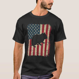 Camiseta Vintage Estados Unidos Bandeira Hamster Animal Dia