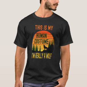 Camiseta Vintage Este É O Meu Costume Humano Eu Sou Um Lobo