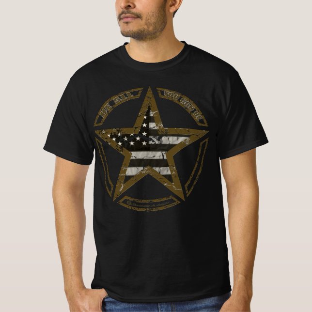 Camiseta Vintage, estrela do exército americano (Frente)