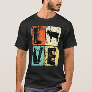 Camiseta Vintage Eu Amo Vaca  Para Vaca