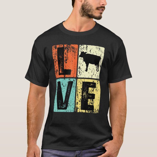 Camiseta Vintage Eu Amo Vaca  Para Vaca (Frente)