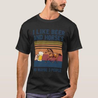 Camiseta Vintage Eu Gosto De Cerveja E Cavalos Talvez 3 Pes