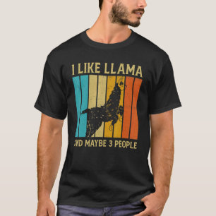 Camiseta Vintage Eu Gosto de Lhama E Talvez 3 Pessoas   Mul