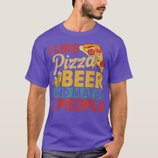Camiseta Vintage Eu Gosto De Pizza Beer E Talvez 3 Pessoas